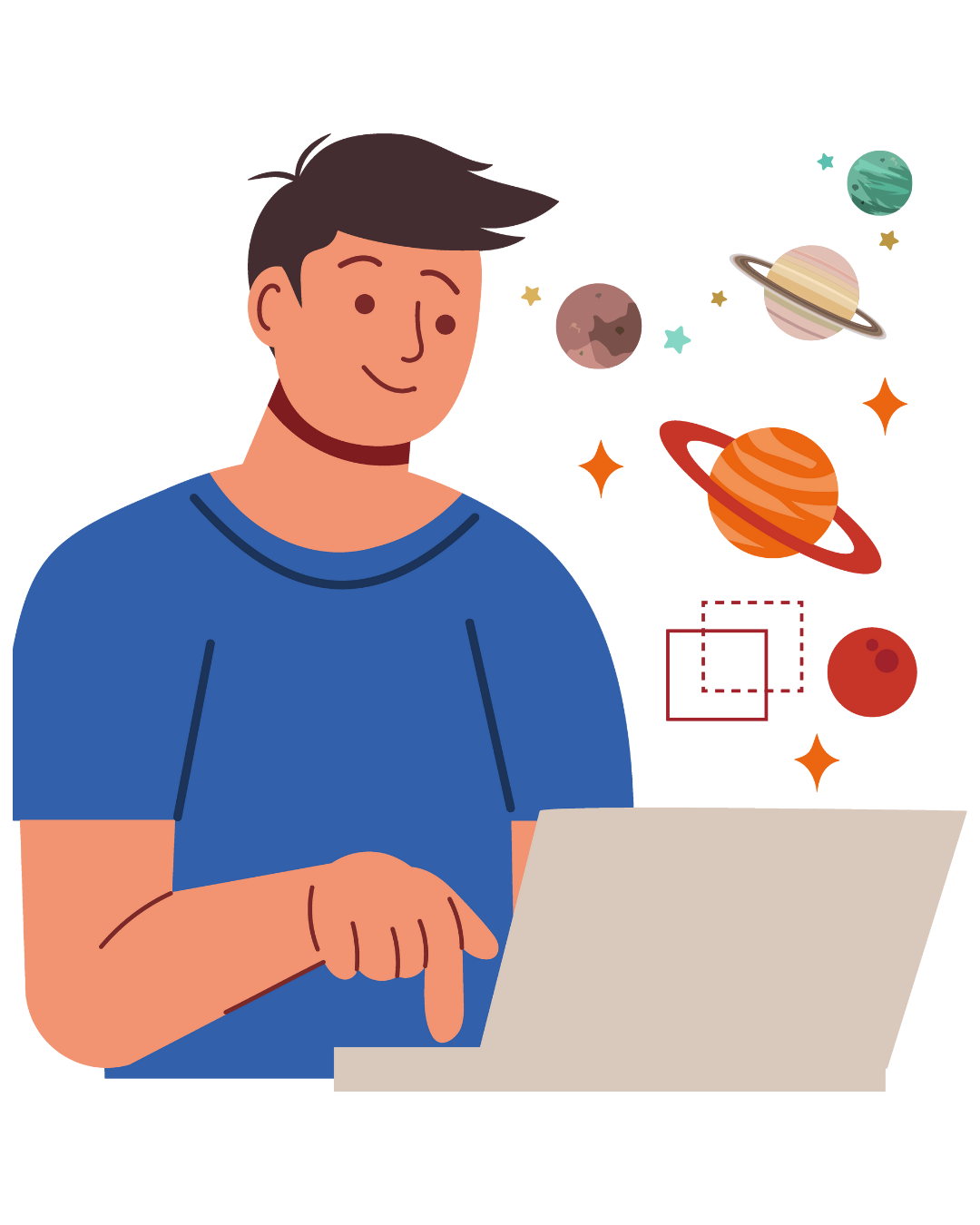 Učenik engleskog jezika koristi svoj laptop za online učenje, fokusiran i angažovan dok istražuje nove pojmove i vežba komunikaciju.